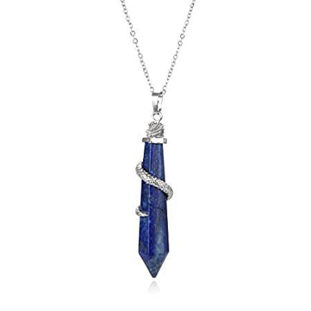 最新な Natural Pile Hexagonal Club Creative Blue Nec Pendant Gemstone Lazuli Lapis ネックレス、ペンダント