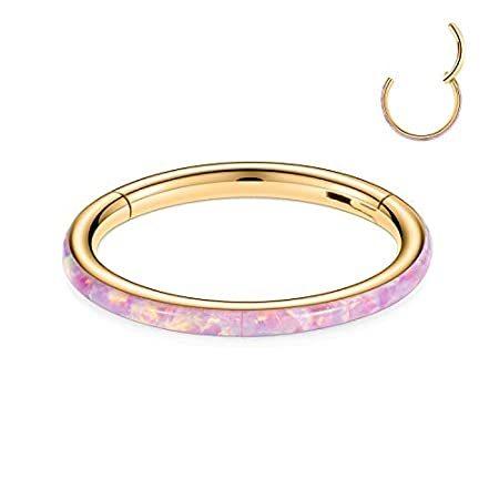 FUNLMO 18G 16G 14G Septum Nose Ring Daith Earring 316L Surgical Steel Cartilage Earring Hoop Daith Helix Tragus Rook Conch Piercing Jewelry CZ Opal 