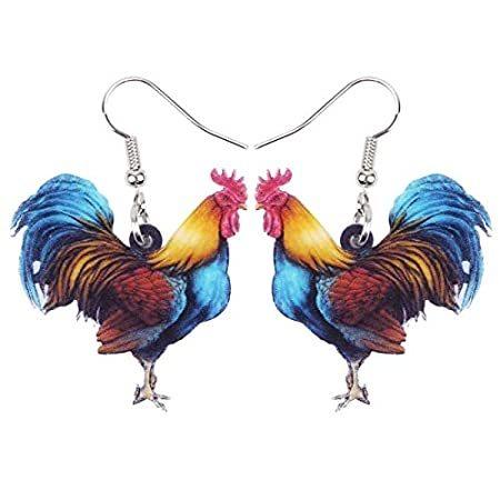 世界の Drop Earrings Rooster Chicken Cute Charm Acrylic DOWAY Dangle Farm Jewelry ネックレス、ペンダント
