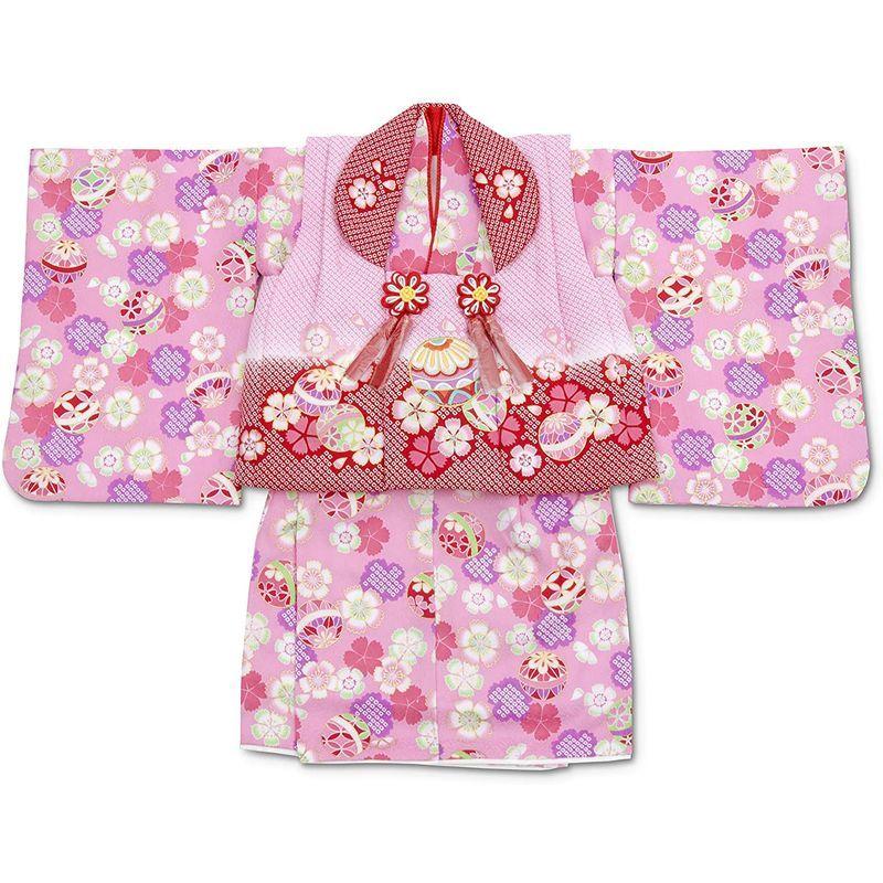 お手軽価格で贈りやすい ベビー 赤ちゃん Be 記念日 ひな祭り お正月 誕生日 祝い着 初節句 着物 子供用着物 ピンク レッド 被布セット 花うさぎ 女の子用 着物 セレモニードレス