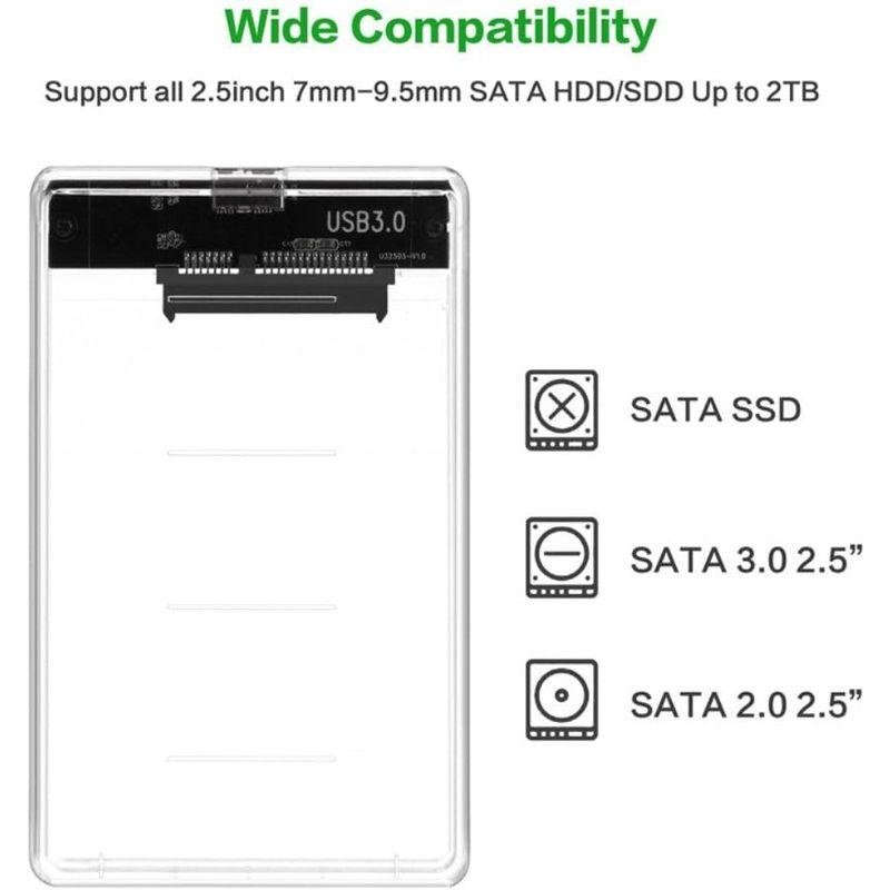 透明な 2.5インチ HDDケース USB 3.0接続 SATA対応 HDD/SSD 外付け ドライブ ケース ネジ&工具不要 簡単着脱 W｜wing-of-freedom｜03