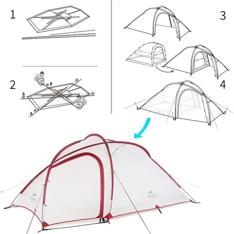 Naturehike Hiby4 3-4人用キャンプ テント 2020Q1アップグレード版 アウトドア登山テント ゆったり前室 タープスペー｜wing-of-freedom｜08