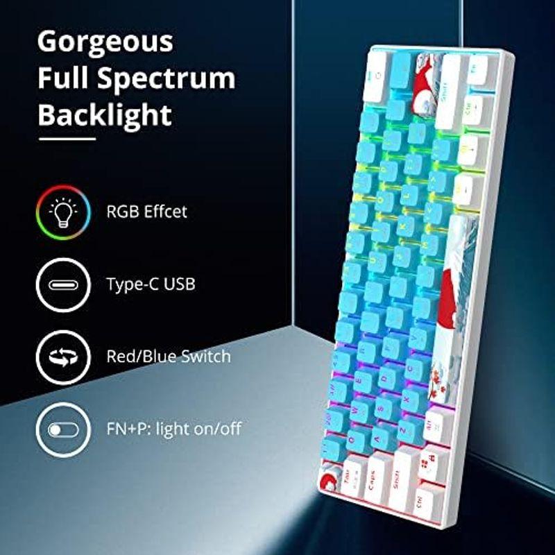 65％のメカニカルゲーミングキーボード、RGBバックライト付きコンパクト68キーの有線オフィスキーボード、赤軸スイッチ、Win/Mac/PC｜wing-of-freedom｜02
