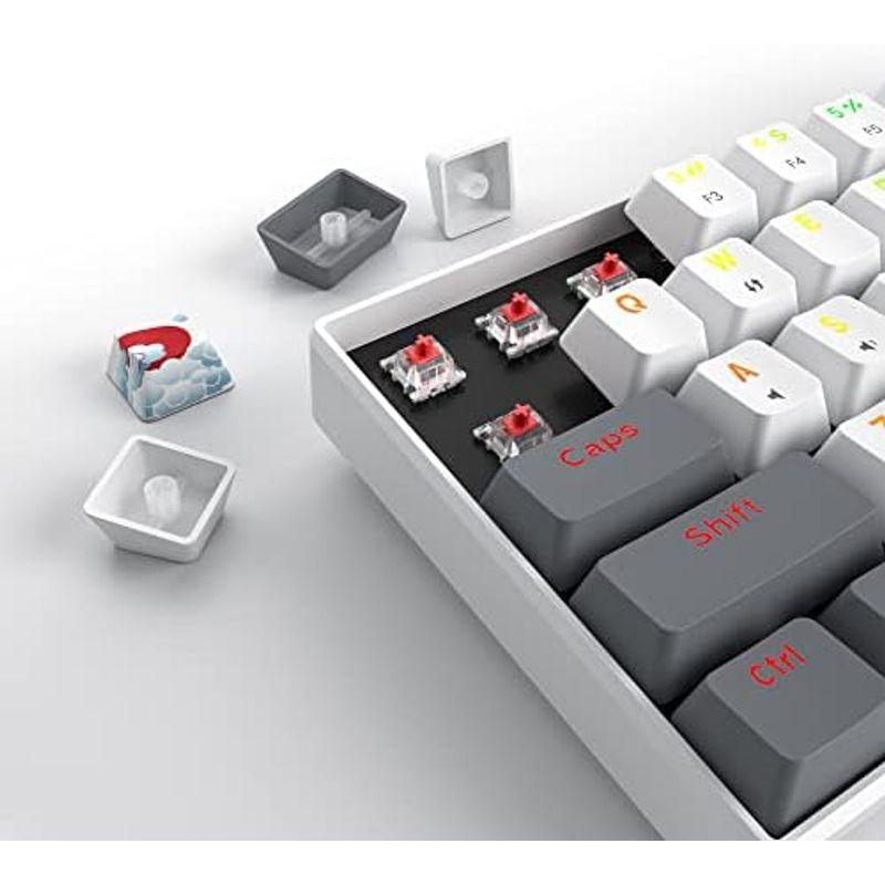 65％のメカニカルゲーミングキーボード、RGBバックライト付きコンパクト68キーの有線オフィスキーボード、赤軸スイッチ、Win/Mac/PC｜wing-of-freedom｜05