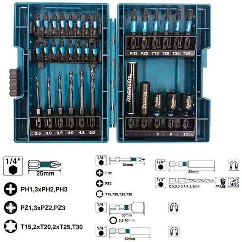 マキタ(Makita) インパクトドライバー用 ビット ソケット ドリルビット 33本 セット 六角軸6.35? ケース付 E-06622｜wing-of-freedom｜04