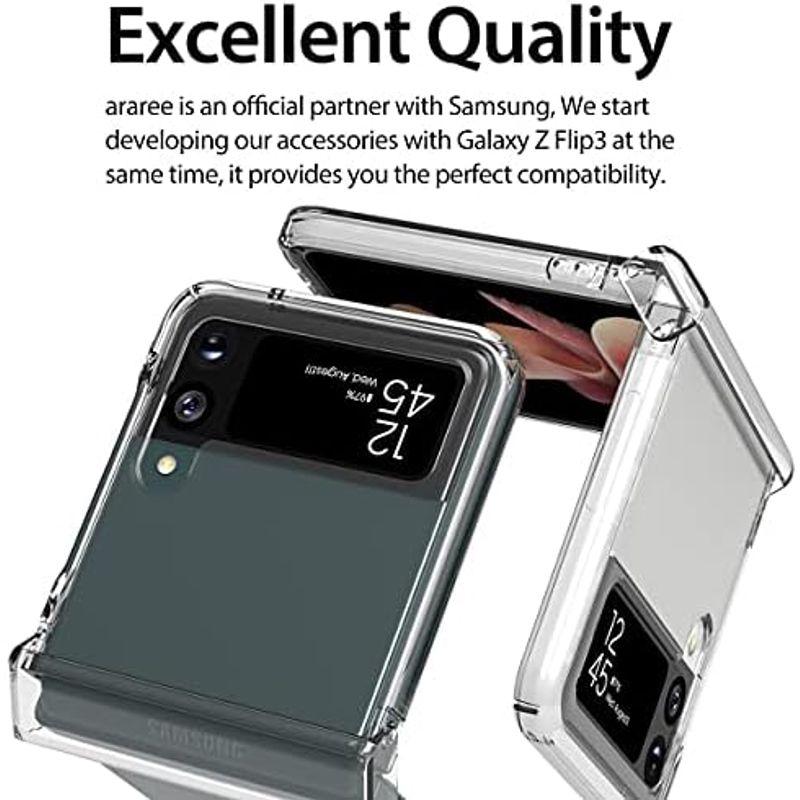 araree Galaxy Z Flip3 5G 対応 ケース クリア ストラップホール 付 薄型 透明 スマホケース ヒンジ ガード 付き｜wing-of-freedom｜02