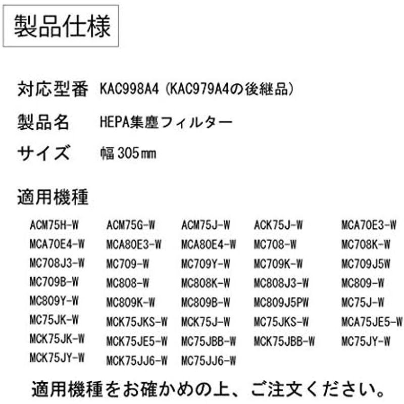 KAC017A4 空気清浄機用交換用プリーツフィルター 互換品 KAC017A4（KAC006A4の後継品） (5枚入)｜wing-of-freedom｜05