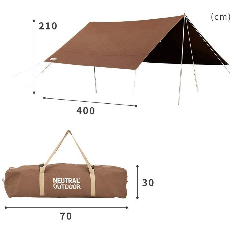 NEUTRAL OUTDOOR(ニュートラルアウトドア) タープテント TC タープ 4.0 ブラウン 4?8人用 収納袋付き NT-TA1 8人用 OUTDOOR ニュートラルアウトドア タープテント TC タープ ブラウン 収納袋付き NT TA1 展開サイズ