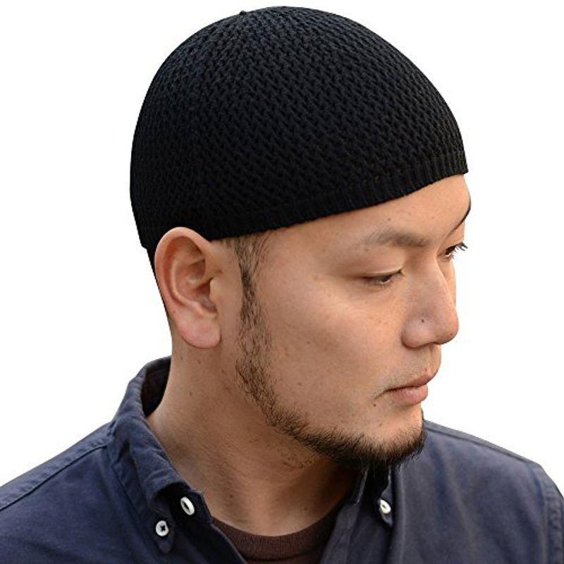 Nakota (ナコタ) シームレス コットン イスラム帽 イスラムワッチキャップ 日本製 帽子 ワッチキャップ ビーニー Sサイズ ブラッ