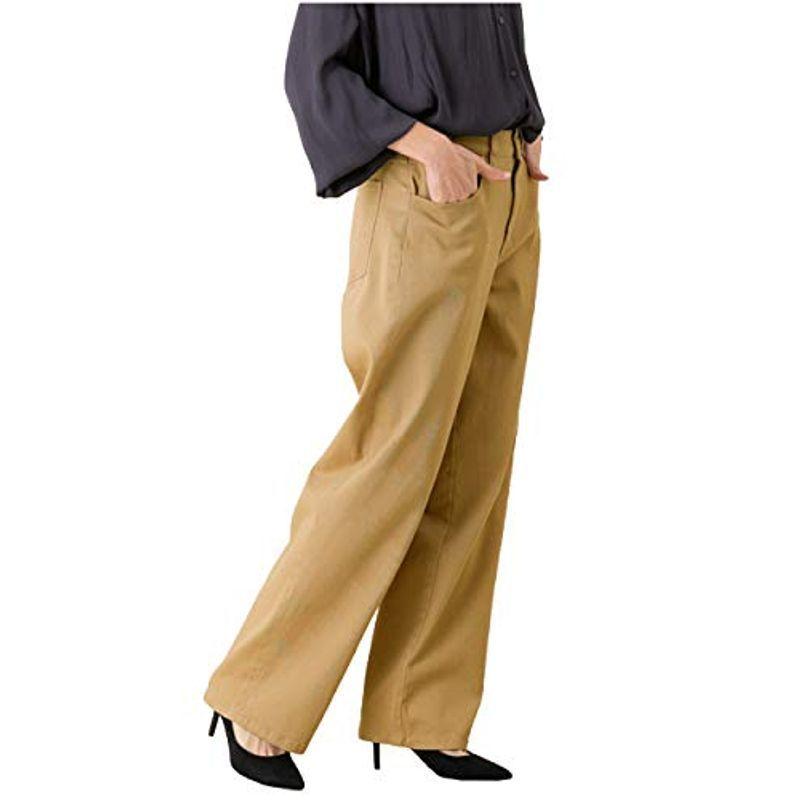 セレクトリベリー カツラギ カーブ パンツ カラー ワイドパンツ フルレングス 脚長 大きいサイズ S Ll E 4780 ベージュ S 訳あり