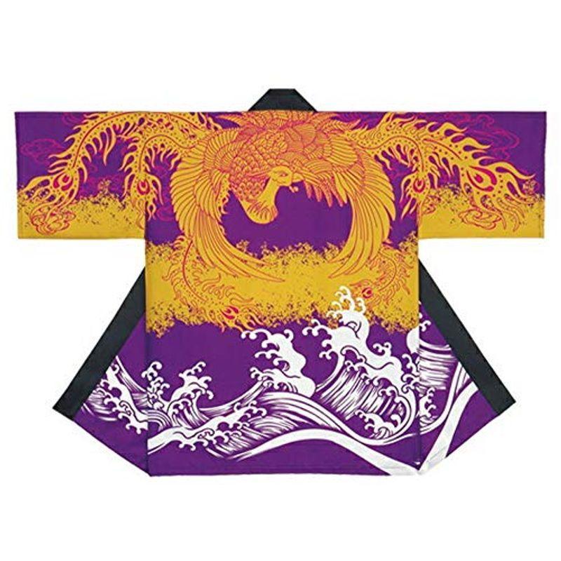 お祭り用品 法被 プリント袢天 鳳凰 黄/紫 E7438