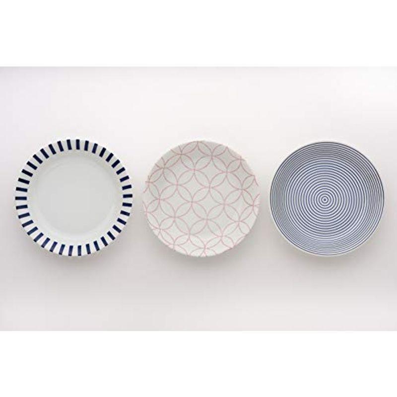 ヤマ吾陶器 美濃焼 和モダンパスタ&カレー皿(3柄組) 藍、白 dRAk7eXmYZ 