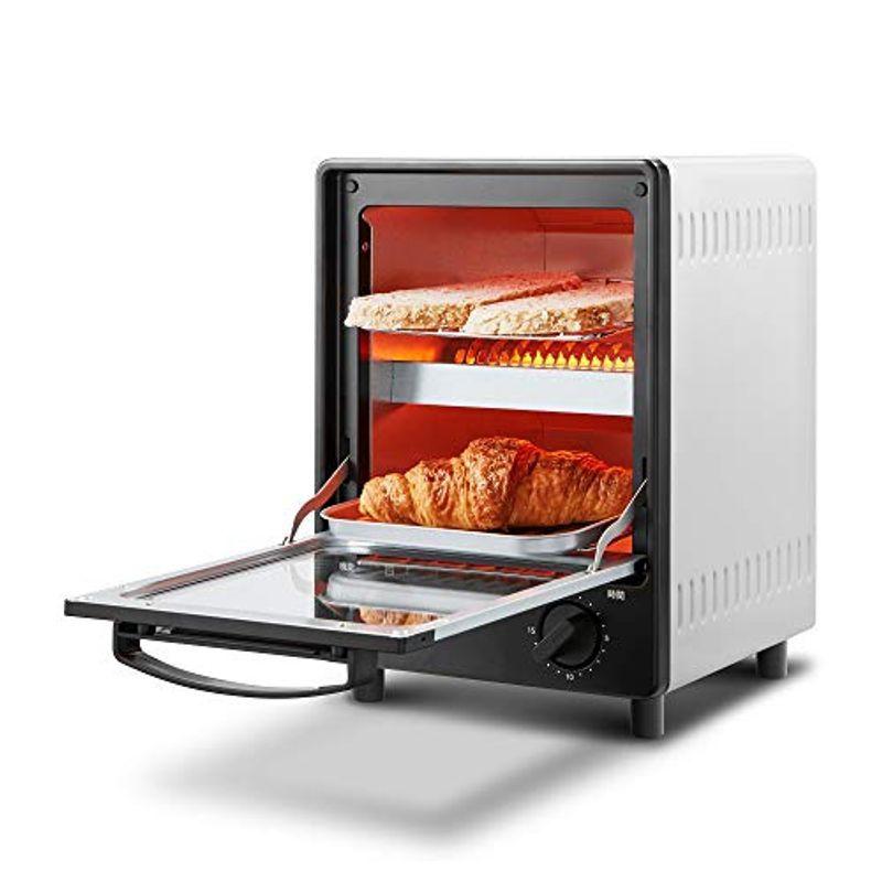 COMFEE#039; オーブントースター 庫内上下2段構造 2つの同時調理にできる 3段階温度調節 15分タイマー 焼きムラ抑え スライドオープン