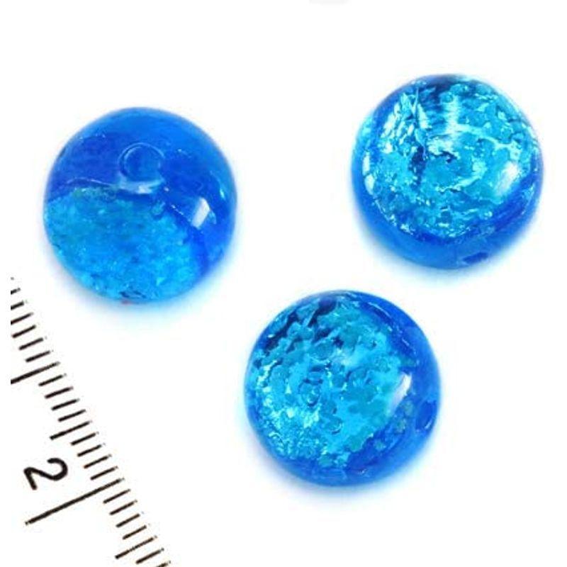 純銀箔入り 暗闇で光る マリンブルー ホタル 12mm 1個 2穴 アクアブルー 沖縄で卸売中 蓄光ほたる トンボ玉 蜻蛉玉|wing-toppogi-store|02
