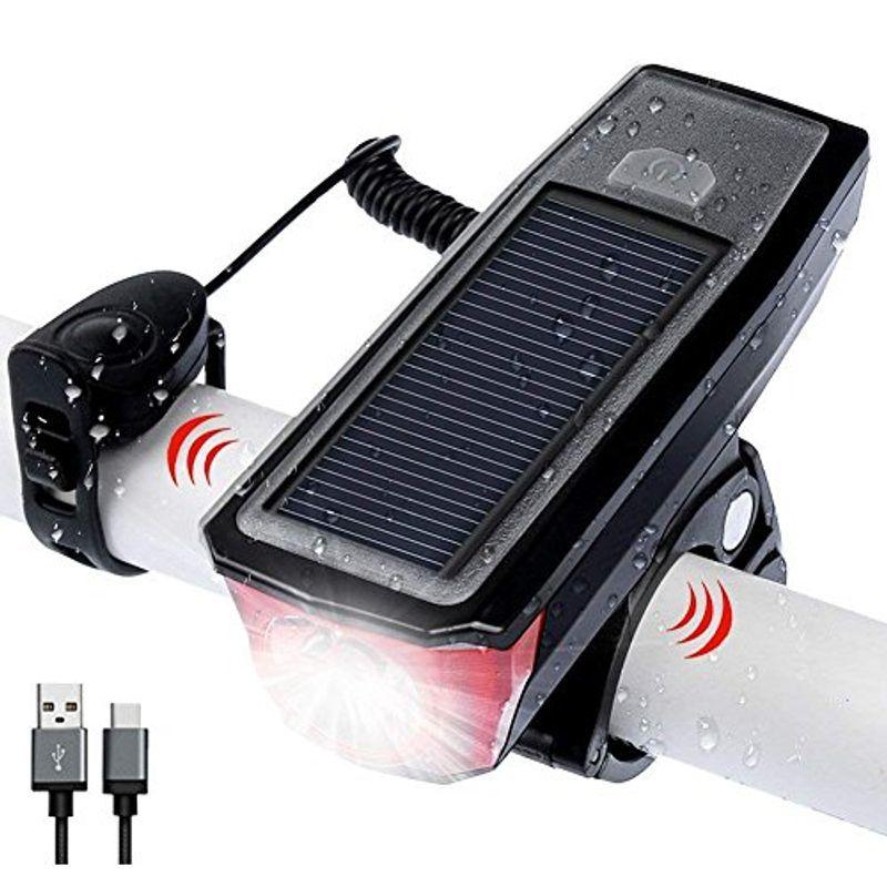 自転車ライト Led ヘッドライト 高輝度 ソーラー充電 Usb充電式 Ipx6 防水 Ledライト 自転車用ベル 軽量 最大94 オフ 小型