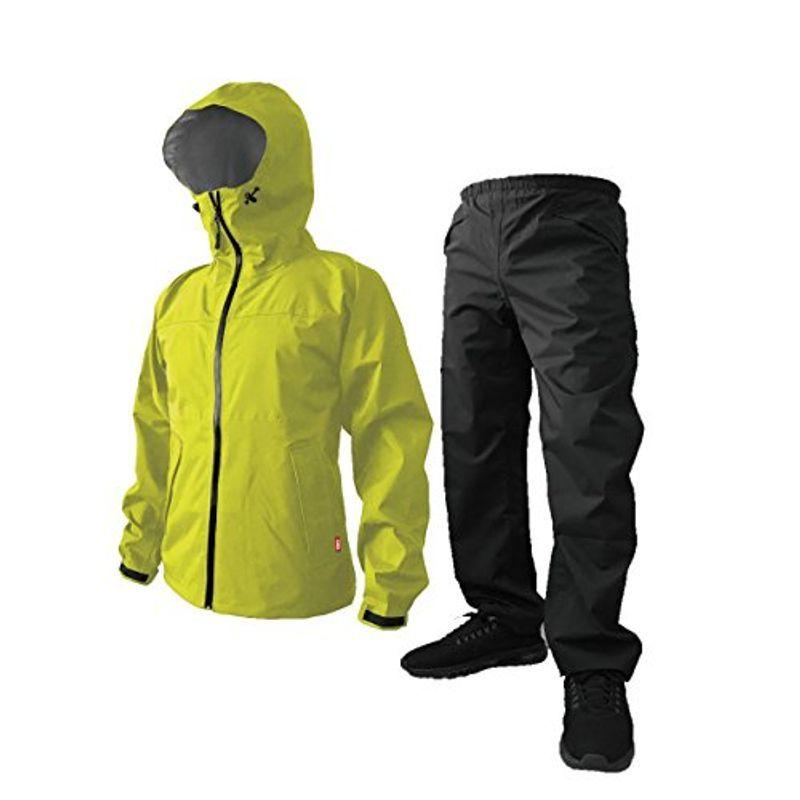 ストレッチシールド レインジャケット＆レインパンツ ストレッチ性・防水性・透湿性を兼ね備えたレインウエア (3Lサイズ, ライム?ブラック)