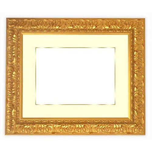 【超特価】 246/ゴールド 写真用額縁 ハガキ(152×102mm) マット色:クリーム マット付(金色細縁付き) ガラス 額縁