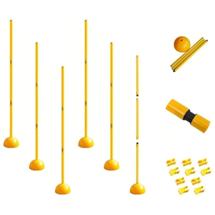 楽天ランキング1位 6本 土台セット 自立式 3分割 ポール 練習 トレーニング アジリティポール バスケ サッカー エクササイズグッズ