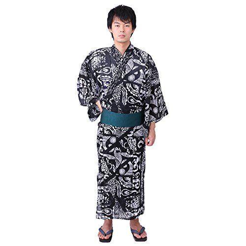 Yokayoka メンズ 浴衣 単品 L モノトーン セール