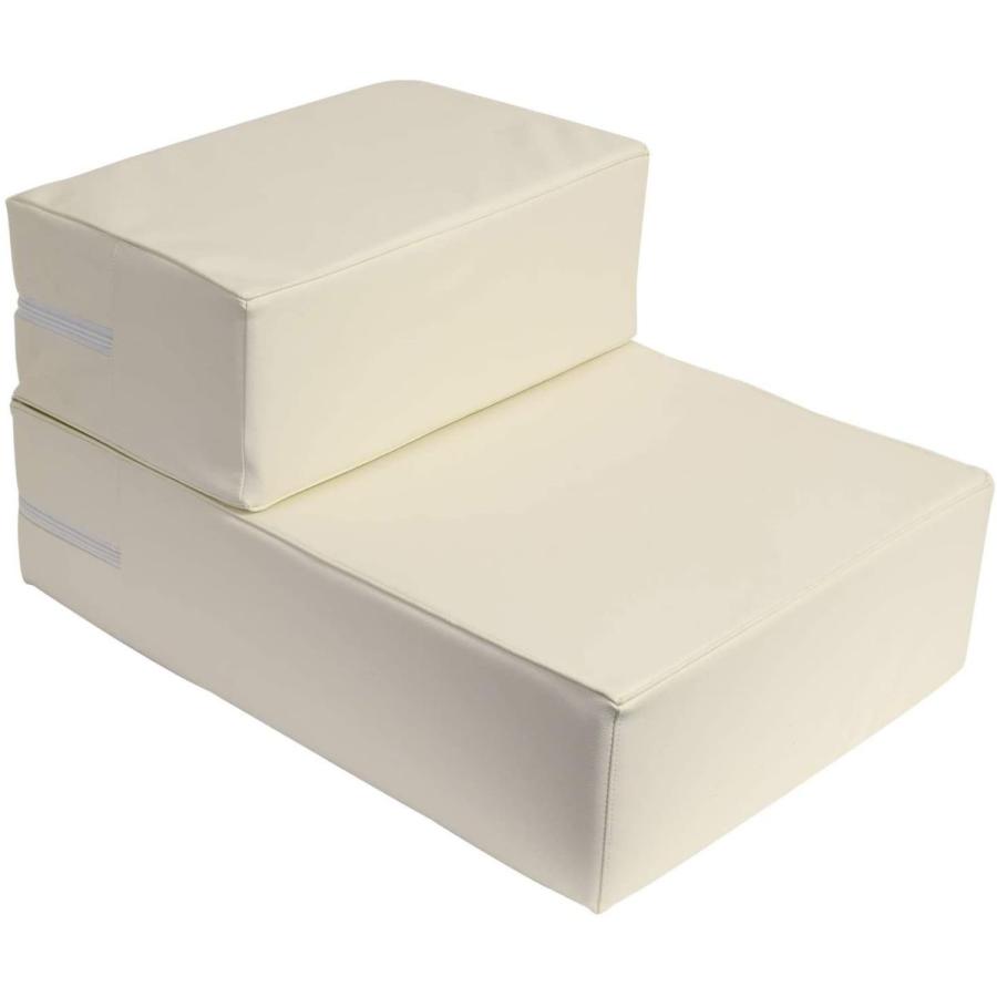 Mrg ドッグステップ 3段 犬 ペット ステップ 犬用ステップ 軽量 踏み台 階段 犬の階段 幅広 Pvc レザー ベージュ ソファベッド