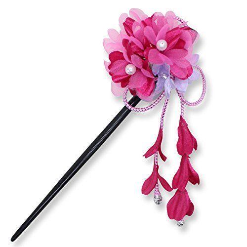 鎌倉工芸 カマクラクラフト 超特価 ポンポンマム 菊 の 花 【内祝い】 さがり かんざし つき ヴァイオレット 赤紫 髪飾り