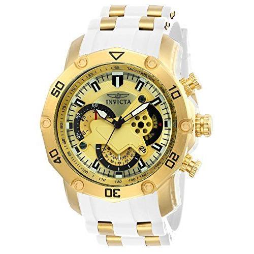 【予約販売】本 腕時計 インビクタ Pro 23 ゴールドダイヤル ステンレスストラップ シリコン ホワイトゴールド ケース 50mm 石英 Diver 腕時計用ケース