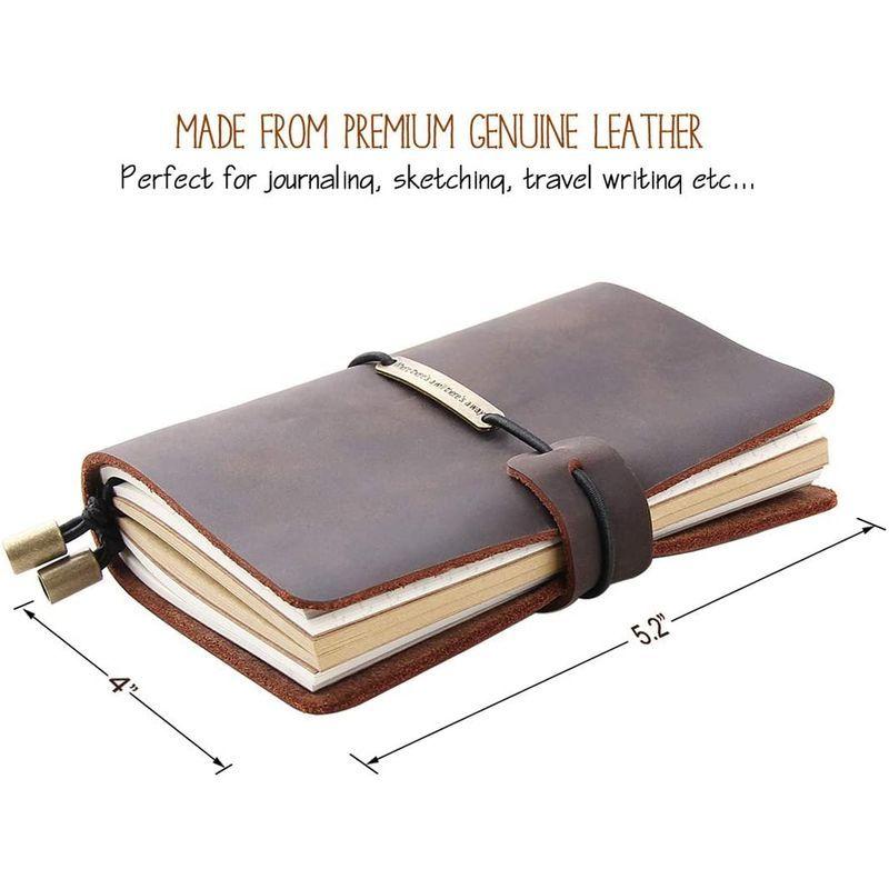 Refillable Handmade Traveler's Notebook, Leather Travel Journal Notebo｜wing-udon｜05