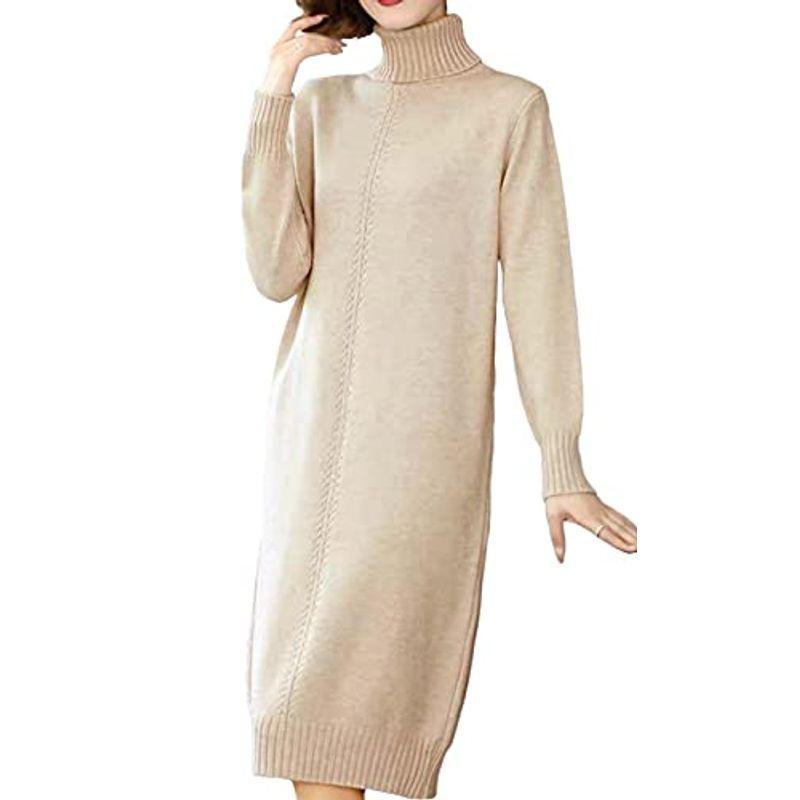 ニーマンバイ カラー ニット ワンピース チュニック シンプル とろける 柔らかい 着心地 らくちん ロングワンピース 綺麗目 細身