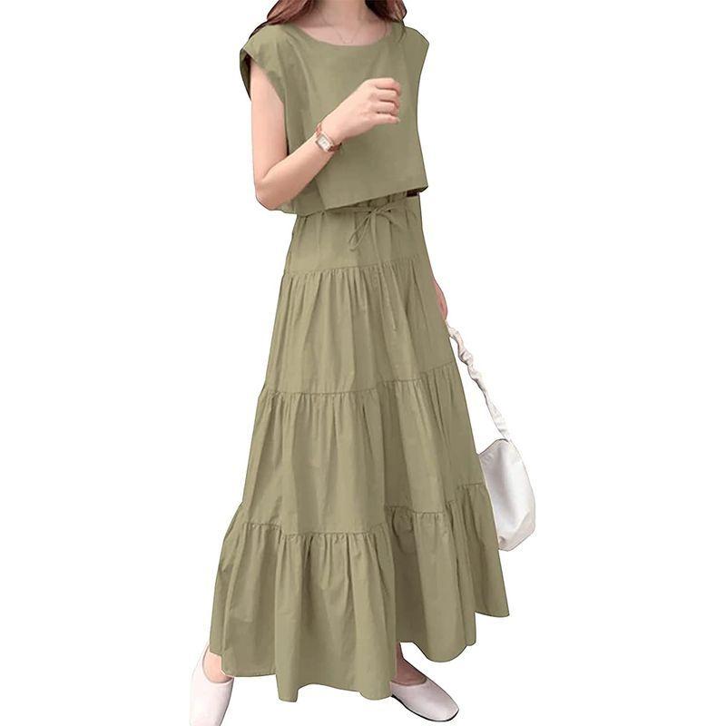 驚きの価格 ワンピース ロング ティアード 夏 エアバイ 2way 体型 着痩せ サイズ 大きい カジュアル 半袖 フレンチスリーブ セットアップ風 つなぎ Admissions Hrdcollege Ac In