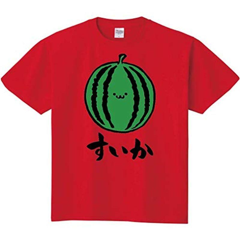 すいか スイカ 西瓜 野菜 果物 筆絵 イラスト カラー おもしろ Tシャツ 半袖 レッド M ウイングうどん 通販 Yahoo ショッピング