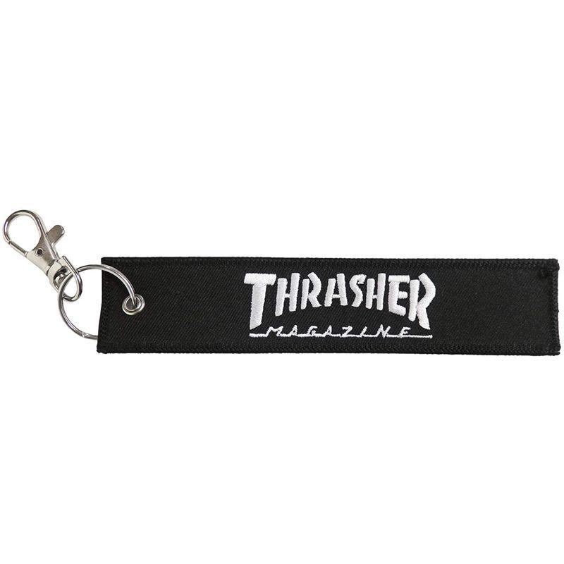 Thrasher キーホルダー ロゴテープ キーチェーン スラッシャー ロゴ刺繍 バッグチャーム ブラック ホワイト ワンサイズ 完成品