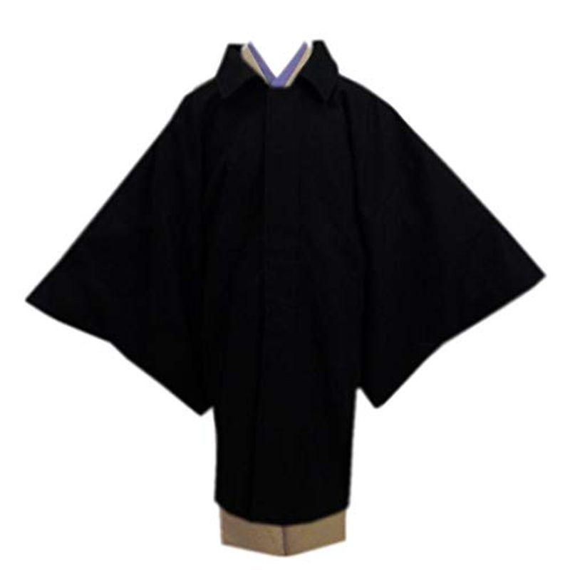 再再販 粋なメンズ男性ウール混角袖コート黒色ｍ ｌ ｌｌ 和装着物