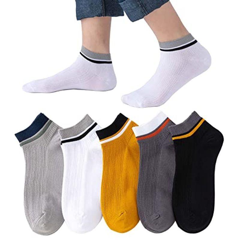 靴下メンズ くるぶし抗菌 防臭 通気フットカバー ソックス 吸汗 5足セット 24 28cm カラフルソックス アウトドアソックス カジュア 新しく着き