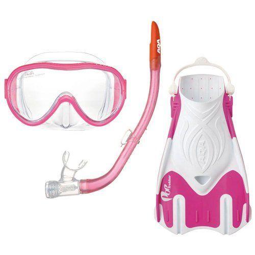 AQA(エーキューエー) スノーケリング3点セット ライト M ピンク KZ-9212