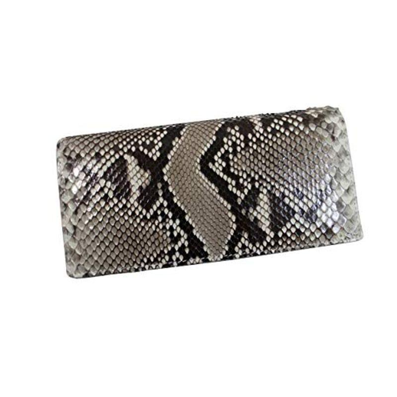 パイソン 財布 本物 無双 一枚革 両面パイソン本革 シャイニング 艶有り ダイヤモンドパイソン 最高級品 ナチュラル 金運