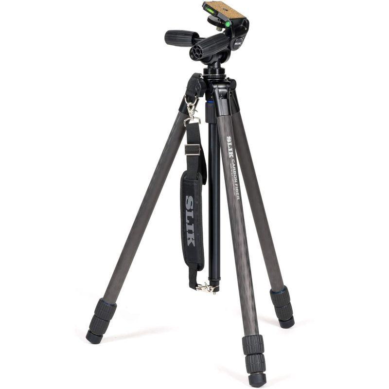 即購入可★ SLIK カーボン三脚 カーボンマスター 833 3段 ナットロック式 28mmパイプ径 高精度3ウェイ雲台 ショルダーストラップ付属 10 【LWH1081966588】(39403円)