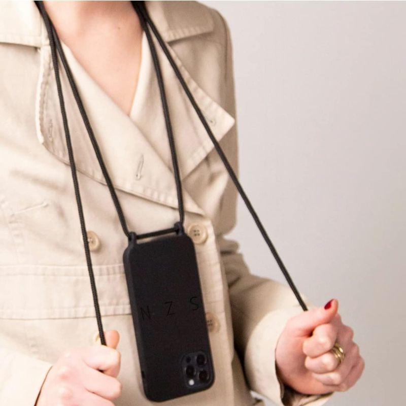 Iphone チェーン付きスマートフォンケース ピンクシリコンケース 肩掛け 首掛け スマートフォンストラップ 耐衝撃 衝撃吸収 薄型 軽量 12 Pro 12 ブラック 最大74 オフ