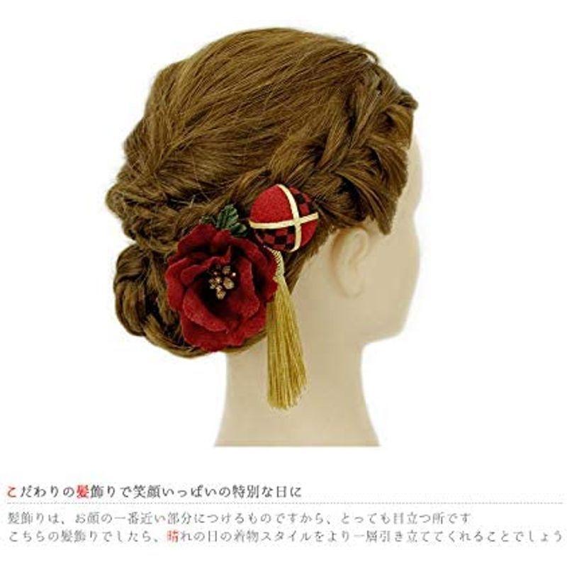 髪飾り 成人式 花 振袖 袴 赤 ワインレッド 金色 リボン ちりめ 髪型 ヘアスタイル ヘアアレンジ ドライフラワー No 9 3534 ウイングワカ 通販 Yahoo ショッピング