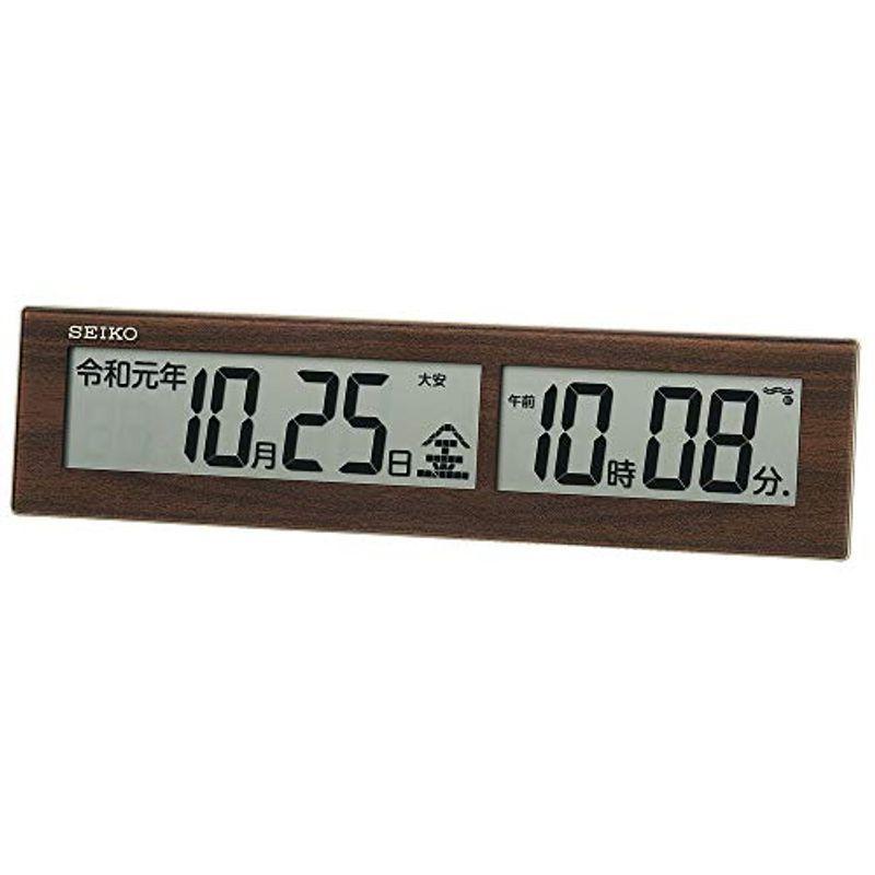 [定休日以外毎日出荷中] セイコークロック 掛け時計 SQ441B 掛置兼用 新元号表示 デジタル 電波 茶木目模様 置き時計