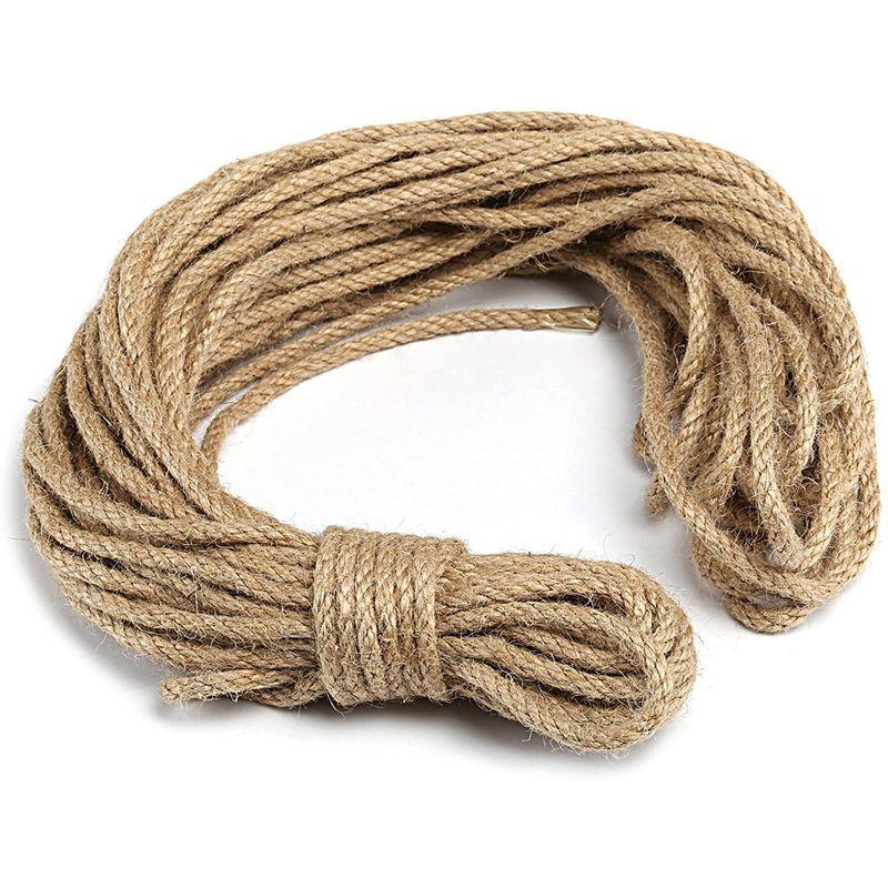 NALER 25m 麻ロープ 麻縄 麻紐 園芸 梱包 キャットタワー用 6mm 最大40%OFFクーポン ロープ 縄 太い 登山 140センチ アウトドア 防災