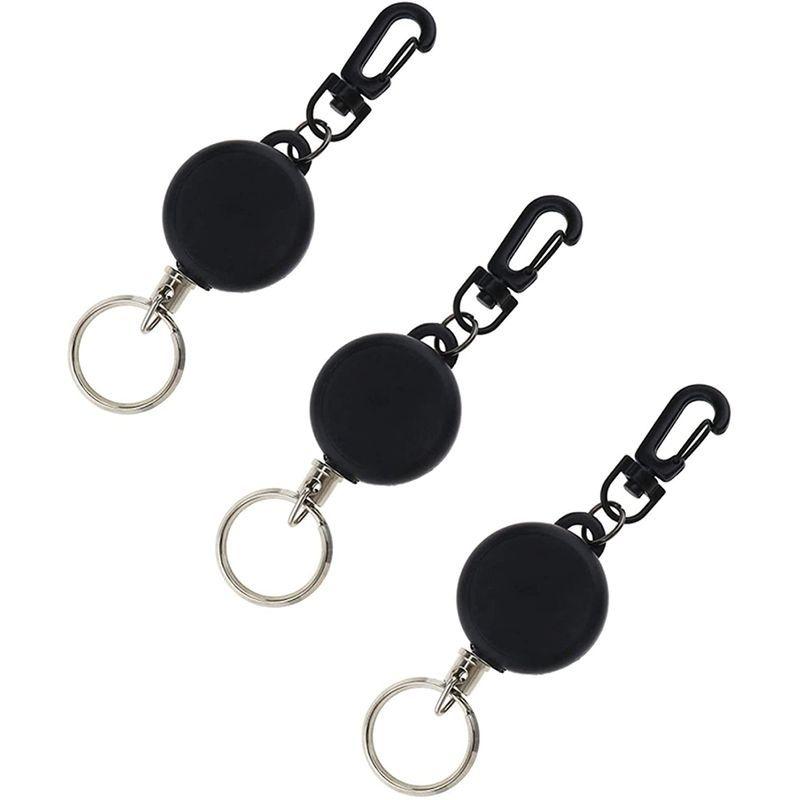 キーリール 強力リールキーホルダー ワイヤー リール アウトドア 伸縮55cmスチールワイヤー 紛失防止 カラビナ付 ブラック 3個セット 翼だよ 通販 Yahoo ショッピング