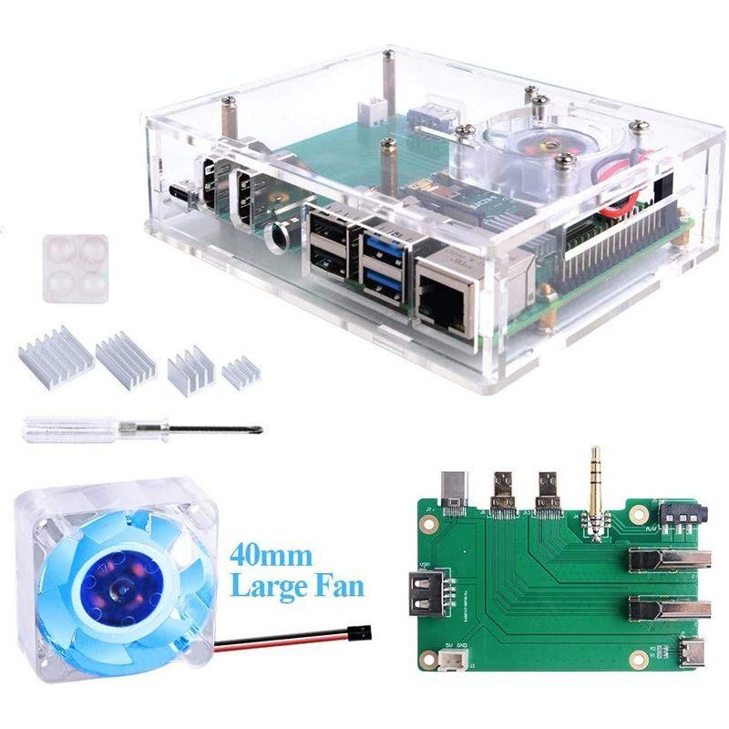 今季一番GeeekPi Raspberry Pi 4セットトップボックスキット、ポート拡張ボード付き 4アクリルケース、4 Raspberry Pi ベアボーン、キット GeeekPi Raspberry PiマイクロコネクタRaspberry Pi 40ピンGPIO 1-2拡張ボード2 x 20ピンストリッ