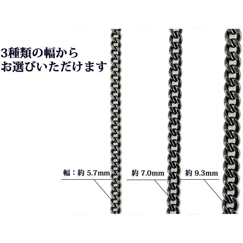 チタン ブラックネックレス 2面カット喜平50cm メンズ 5.7mm幅 チェーン （ブラックイオンプレーティング加工) TITAN 金属ア 約 ブラックネックレス 2面カット喜平50cm メンズ 7mm幅 チェーン ブラックイオンプレーティング加工 TITAN 金属ア
