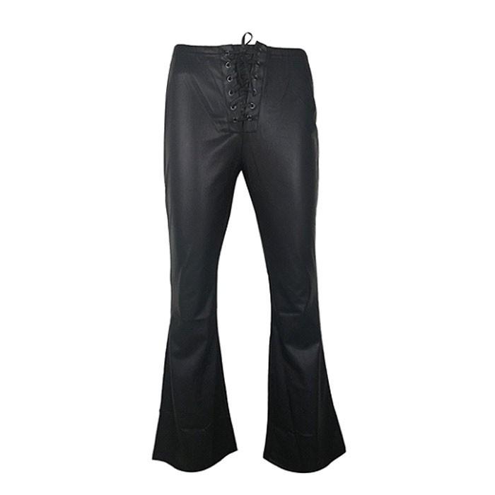 送料無料２〜３日後到着 ジャズ スピンドル ストレッチパンツ フェイクレザー フレアパンツ セクシーなストレッチパンツ 普段のおしゃれにも最適  M L XL 黒 |  | 07