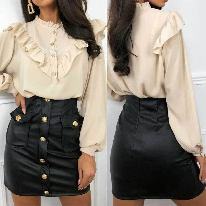 送料無料３〜５日後到着 レザースカート レディース ミニ丈スカート 前金ボタン セクシー フェイクレザー合成皮革 伸縮性あるミニ丈レザースカート S M L 黒 |  | 01