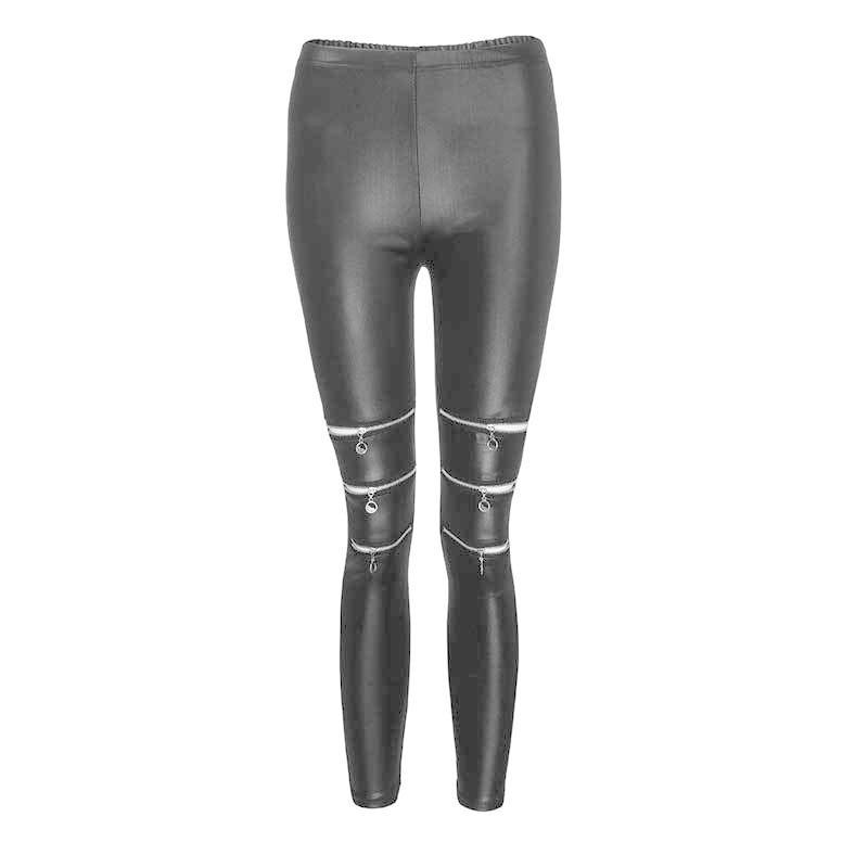 送料無料２〜３日後到着 鉛筆パンツpuレザーレギンス ジャズ ダンス レディース ひざあたりに３個のファスナーがアクセント ステージ レザースキニーパンツ 黒 |  | 03