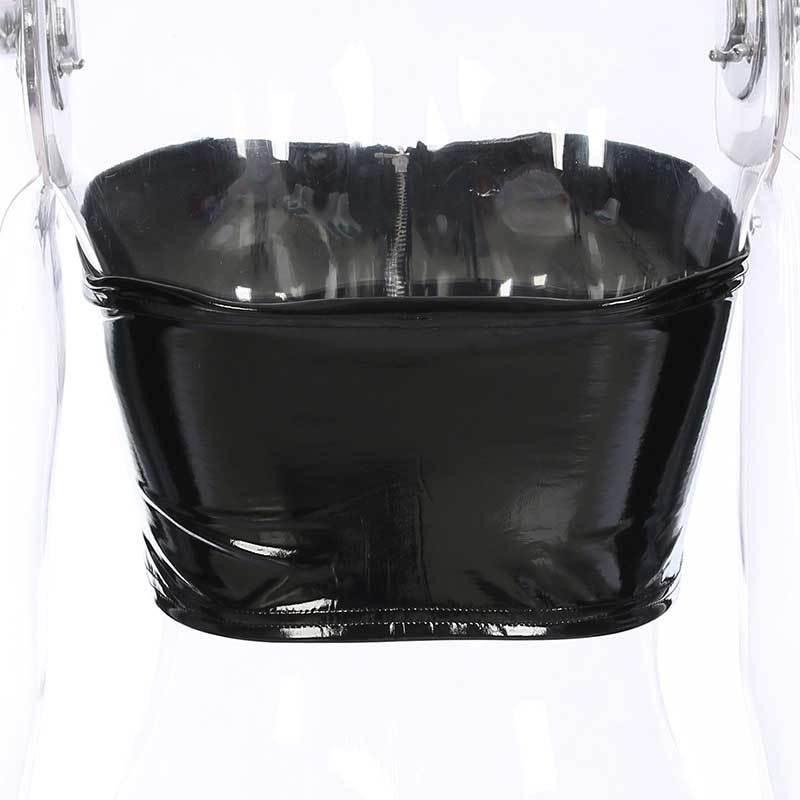 送料無料2〜4日後到着 スポーツブラ ジャケット 上着のインナーに最適 ナイトブラ ビスチェタイプ　キャミソール ノースリーブ ボンテージ Ｓ M L 黒 |  | 04