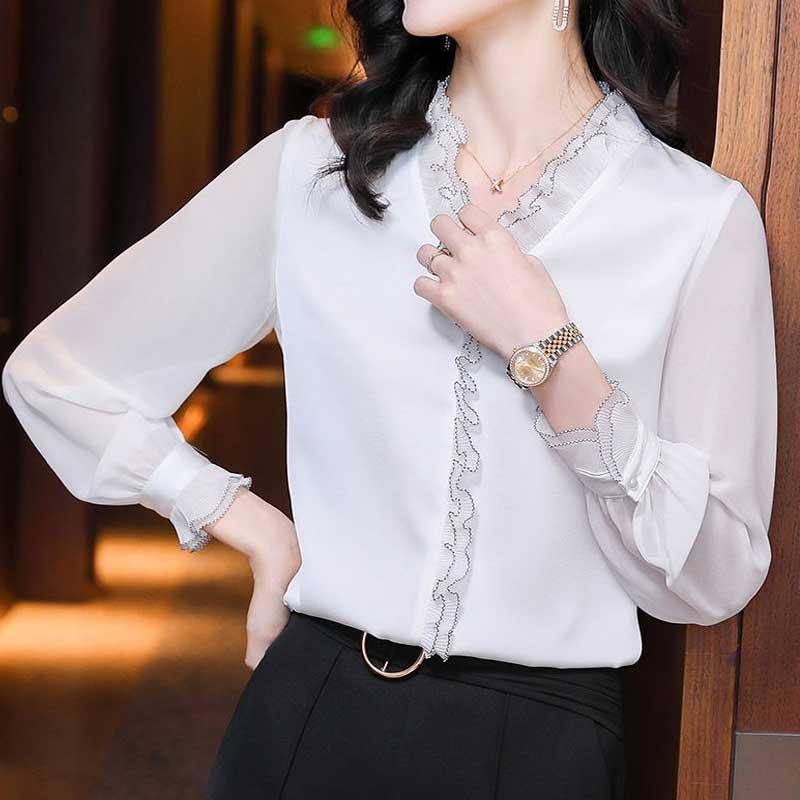 送料無料2〜4日後到着 演奏会 コーラス ブラウス 第九 合唱衣装 フォーマル 入学式 ブラウス 白 黒 ＭからXLサイズ ジョーゼット地 プリーツ襟デザイン |  | 02