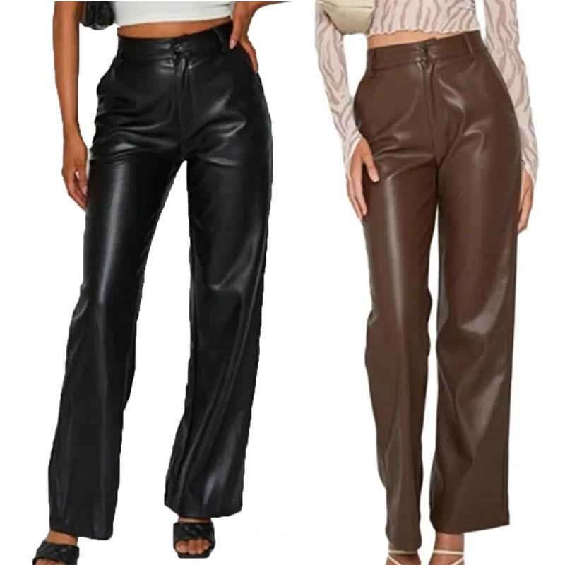 送料無料２〜4日後到着 レザーパンツ レディース ステージ 舞台 演奏 合皮レザーブーツカットパンツ セクシーなブーツカットレザーパンツ S M L 黒 茶 | 