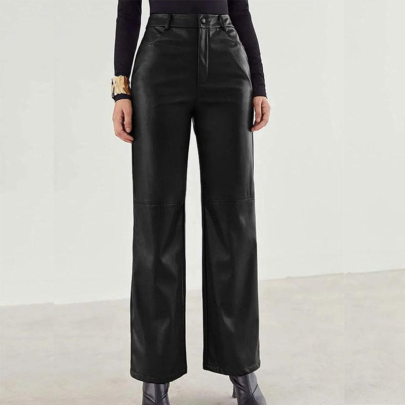 送料無料２〜4日後到着 レザーパンツ レディース ステージ 舞台 演奏 合皮レザーブーツカットパンツ セクシーなブーツカットレザーパンツ S M L 黒 茶 |  | 03